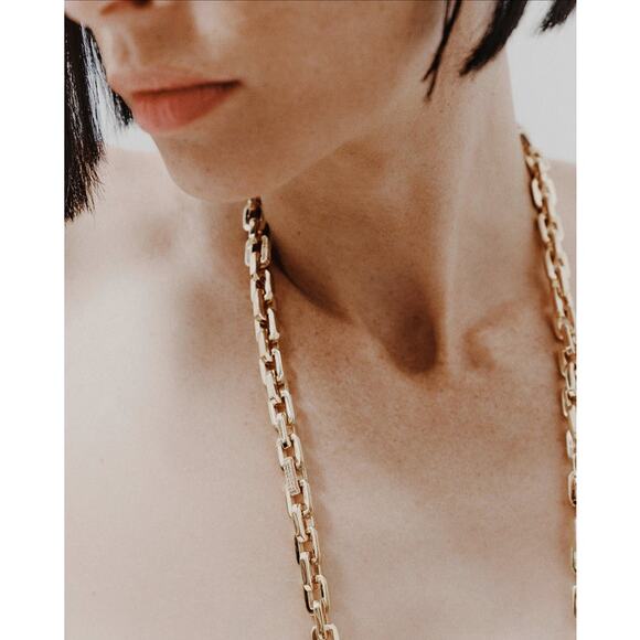 Eddie Borgo Supra Link Gold Chain Necklace 12K Finish Heritage Luxe Statement - Picture 5 of 16